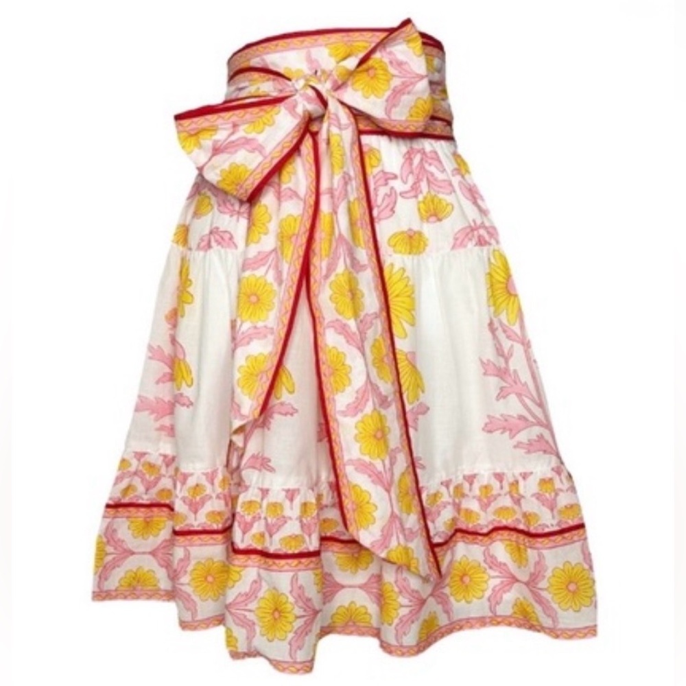 Sue Sartor A-line Flounce Mini Skirt w/ Removable Sash, Sunshine Daisy 🌼🌸